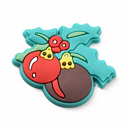 Medium Turquoise Christmas PVC Plastic Cabochons, Bell, Medium Turquoise, 30x35x3mm