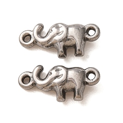 Stainless Steel Color 304 Stainless Steel Connector Charms, Elephant Links, Stainless Steel Color, 6.5x14.5x3mm, Hole: 1mm