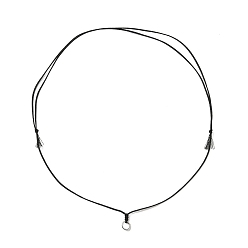 Черный Изготовление регулируемого ожерелья из полиэфирного шнура, с 304 кольцами из нержавеющей стали, цвет нержавеющей стали, чёрные, 19.69 дюйм (50 см) ~ 27.17 дюйм (69 см)