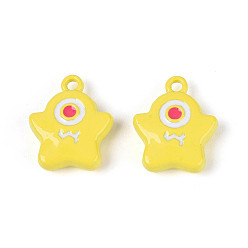 Желтый Акриловые подвески краскораспылительные, призрак, без кадмия, без никеля и без свинца, желтые, 14x12x4 мм, отверстие : 1.4~1.5 мм