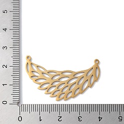 Golden 304 Stainless Steel Hollow Pendants, Feather Charms, Golden, 23x28x1mm, Hole: 1.4mm