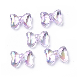 Plum UV Plating Rainbow Iridescent Acrylic Beads, Bowknot, Plum, 29x21x10mm, Hole: 2.8mm
