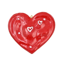 Сердце 304 эмаль нержавеющей стали большие кулоны, сердце, золотые, сердце, 51x57x4 мм, отверстие : 2.3 мм