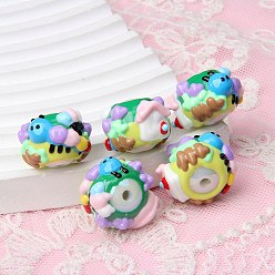 Разноцветный Непрозрачные акриловые бусины, бусины ручной работы, Эмаль стиле, рондель, красочный, 18~23 мм