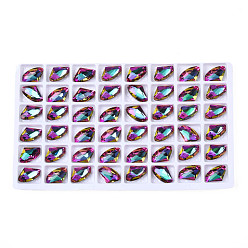 Violet 48 cabochons de strass en verre, accessoires nail art de décoration, facette, violette, 14x9x5mm