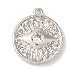 Платина Стойка металлическая латунная микропрофилированная кубическая циркония подвески, без кадмия и без свинца, долговечный, плоские круглые с глаз, платина, 17x14.5x2.5 мм, отверстие : 1.2 мм