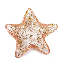 Cherry Quartz Glass Starfish Shape Resin with Cherry Quartz Glass Chips Inside Jewelry Display Plate, Cosmetics Organizer Storage Tray, 130x130x20mm
