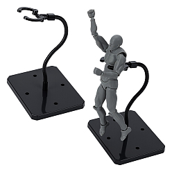 Черный Собранные прямоугольные стенды для демонстрации фигурок из PS-пластика с регулируемым железным кронштейном, держатель для минифигурок, чёрные, 9.3x7.3x20 см