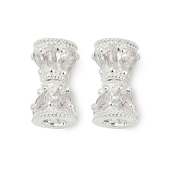 Серебро Винтовые застежки из латуни с микропаве из прозрачного кубического циркония, долговечный, стойки покрытие, серебряные, 14 мм, отверстие : 3.5 мм