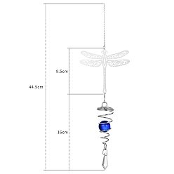 Dragonfly Металлические подвесные украшения, подвесные украшения для дома, со стеклянным шармом, бусины случайного цвета, стрекоза, 410~440 мм