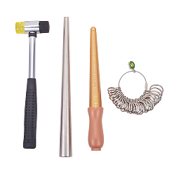 Gemischte Farbe Messing Ring Größe Stöcke, Kalibrierring Größen Modell und Hämmer, Gemischte Farbe, 11~22 mm Innen Durchmesser, 28 Stück / Set