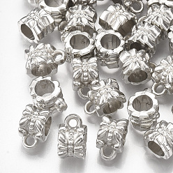 Platinum CCB Plastic Tube Bails, Loop Bails, Platinum, 10.5x7x7.5mm, Hole: 1.8mm, Inner Diameter: 5mm