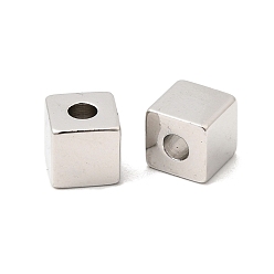 Платина Латунные бусины, долговечный, без кадмия и без свинца, кубические, платина, 5x5x5 мм, отверстие : 2 мм