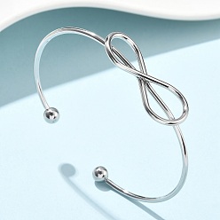 Нержавеющая Сталь Цвет 304 из нержавеющей стали манжеты браслеты, браслеты с крутящим моментом для женщин, бесконечность, цвет нержавеющей стали, внутренний диаметр: 1-3/4x2-5/8 дюйм (4.6x6.6 см)