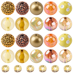 Золотистый Наборы для изготовления ювелирных изделий своими руками, включая круглые акриловые и смоляные стразы, а также разделительные бусины из латунных стразов., золотые, 20x19 мм, отверстие : 3 мм