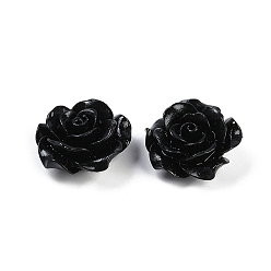 Черный Резные бусины из синтетического коралла, окрашенные, цветок, чёрные, 19.5x9 мм, отверстие : 1.3 мм