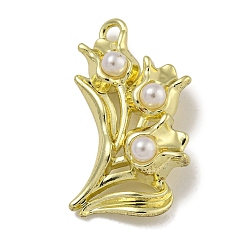 Золотой Подвески из сплава ABS с жемчугом, без кадмия, без никеля и без свинца, лист прелести, золотые, 24x13.5x6 мм, отверстие : 1.3 мм