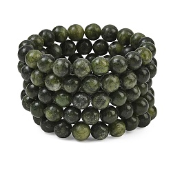 Jade Natürliche Jade Perlen Stretch-Armbänder, Runde, 2-1/8 Zoll (53 mm)