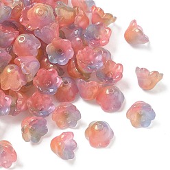 Светло-Коралловый Прозрачные шапочки из стеклянных бусин, с блеском порошок, свет коралловый, 12x8 мм, отверстие : 1.4 мм, 1250 шт / 1000 г