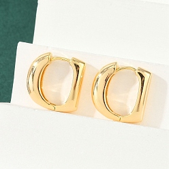 Настоящее золото 18K D-образные серьги-кольца из латуни, реальный 18 k позолоченный, 16.5x4.5x16.5 мм