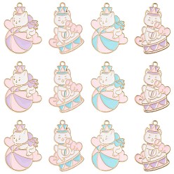 (52) Непрозрачная лаванда 20 шт 4 стили подвески из сплава эмали, золотые, кошка с шармом барабан/мяч, разноцветные, 33x22.5~24x1 мм, отверстие : 1.8 мм, 5 шт / стиль