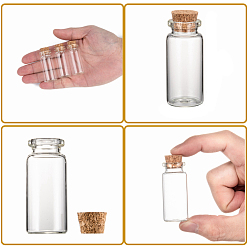 Clear Glass Jar Bead Containers, Corked Bottles, Clear, 22x50mm, Capactiy: about 10ml(0.34 fl. oz)