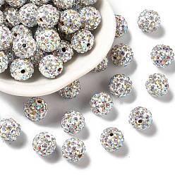 Crystal AB Pave Disco Ball Beads, Polymer Clay Rhinestone Beads, Round, Crystal AB, PP13(1.9~2mm), 6 Rows Rhinestone, 10mm, Hole: 1.5mm