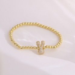 Letter Y Женские браслеты из латуни с микропаве из прозрачных кубических цирконий, буквы, золотые, Письмо Y, 6.69 дюйм (17 см)