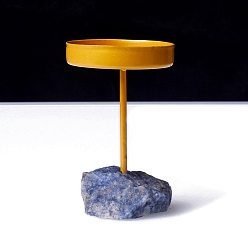 Плоский Круглый Металлические подсвечники, с натуральными голубыми пятнами яшмы в основании, плоско-круглые, 170x70 мм