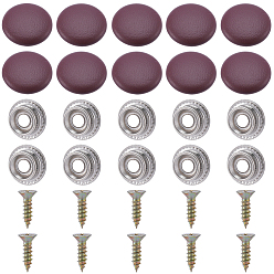 Rouge Foncé 20Ensemble de fixations de boucle en cuir pour toit de voiture, avec les accessoires en fer, plat rond, rouge foncé, 20x5mm, diamètre intérieur: 9.5 mm