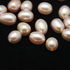 Фиолетовый Естественный культурный жемчуг пресноводных, половина пробуренное отверстие, класс АА, рис, фиолетовые, 7.5~8.5x6.5~7 мм, отверстие : 1 мм