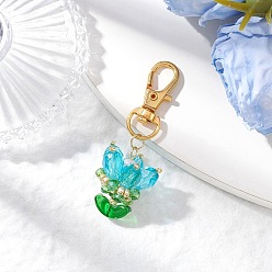 Темно-Голубой Подвески из цветочного стекла украшения, с бусинами из ракушечного жемчуга и поворотными карабинами из сплава, глубокое синее небо, 62.5 мм