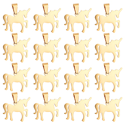 Golden 20 Stk. 304 Edelstahlanhänger, leere tag stempeln, Laserschnitt, Einhorn, golden, 20x21x1.5 mm, Bohrung: 3x5 mm