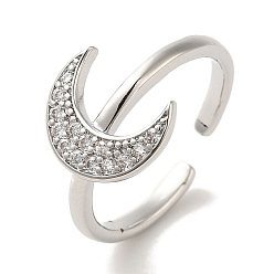 Платина Кольца-манжеты из латуни с микропаве из кубического циркония, долговечный, без свинца и без кадмия, луна, платина, регулируемый