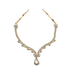 Золотой Цепочка для волос из сплава со стразами, золотые, 198x24x6.5 мм