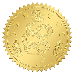 Змея Пластиковые самоклеящиеся наклейки с тиснением из золотой фольги, стикер украшения медали, змея, 5x5 см, 4шт / лист