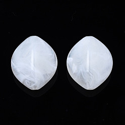 Creamy White Acrylic Beads, Imitation Gemstone Style, Rhombus, Creamy White, 29.5x24.5x14.5mm, Hole: 2mm, about 120pcs/500g