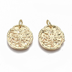 Echt 18 k vergoldet Messing Charme, mit Ringe springen, Nickel frei, Kompass, echt 18 k vergoldet, 14.5x1.5 mm, Sprungring: 5x0.8 mm, Innendurchmesser: 3.4 mm