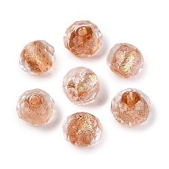 Chocolate Handmade Foil Glass Beads, Rondelle, Faceted, Chocolate, 10x7~8mm, Hole: 1~1.6mm