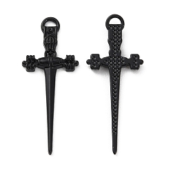 Electrophoresis Black Подвески из сплава, меч, электрофорез черный, 34.5x13.5x2 мм, отверстие : 2.5x1.5 мм