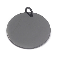 Electrophoresis Black 304 подвески из нержавеющей стали, зеркальная полировка, штамповка пустой метки, с прыжковых колец, плоско-круглые, ионное покрытие (ip), электрофорез черный, 25x1 мм, отверстие : 4 мм