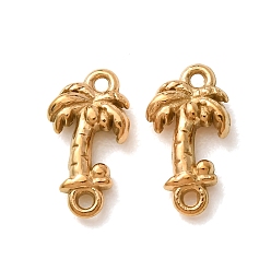 Real 18K Gold Plated 304 Stainless Steel Connector Charms, Coconut Tree Links, Ion Plating(IP), Long-Lasting Plated, Real 18K Gold Plated, 11.5x6.5x2.5mm, Hole: 1mm