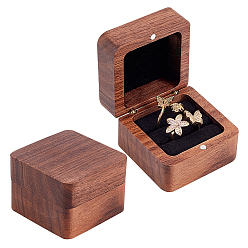 Coconut Brown 2-Slot Wooden Finger Ring Boxes, with Hinged Lids and Magnetic Clasps, Square, Coconut Brown, 5.55x5.55x3.95cm, Inner Size: 4.15x4.15cm