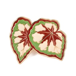 PapayaWhip Begonia Leaf Enamel Pin, Alloy Lapel Pin Backs for Backpack Clothes, Light Gold, PapayaWhip, 25.5x30.5mm