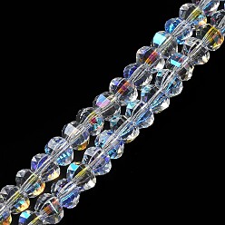 Clear Transparent Electroplate Glass Beads Strands, AB Color, Faceted Lantern, Clear, 6x4.5mm, Hole: 1.4mm, about 98pcs/strand, 17.72''(45cm)