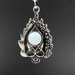 Опал Opalite большие подвески, старинные латунные подвески с черепом серебристого цвета, 50x30x11 мм