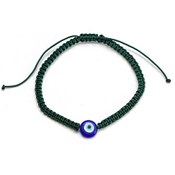 Зеленый Браслеты из плетеных бусин от сглаза, плетеные браслеты из полиэфирного шнура для мужчин и женщин, зелёные