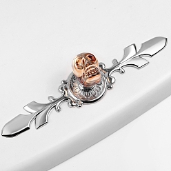 Сэнди Коричневый Цинковый сплав и k9 ручка ящика с черепом из хрусталя, с винтами, шкаф тянет ручки для ящика, аксессуары для дверных ручек, Хэллоуин тема, платина, песчаный коричневый, 118 мм