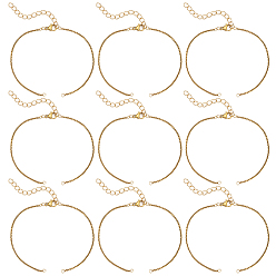 Золотой 10 шт 304 нержавеющая сталь цепочки/венецианские цепи браслеты изготовление, с застежками-клешнями и удлинительной цепью для кабельной цепи, золотые, 7-1/4 дюйм (18.5 см)