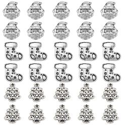 Mixed Shapes 30 шт 3 стили бусины из сплава в тибетском стиле, античное серебро, разнообразные, 13x11.5~12.5x4 мм, отверстие : 1.5~1.6 мм, 10 шт / стиль